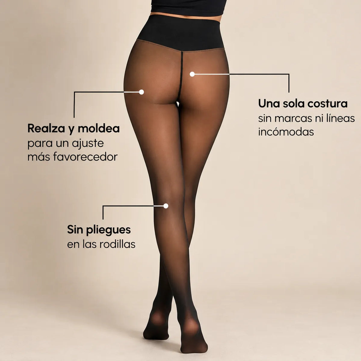 Medias térmicas con forro polar y efecto transparente