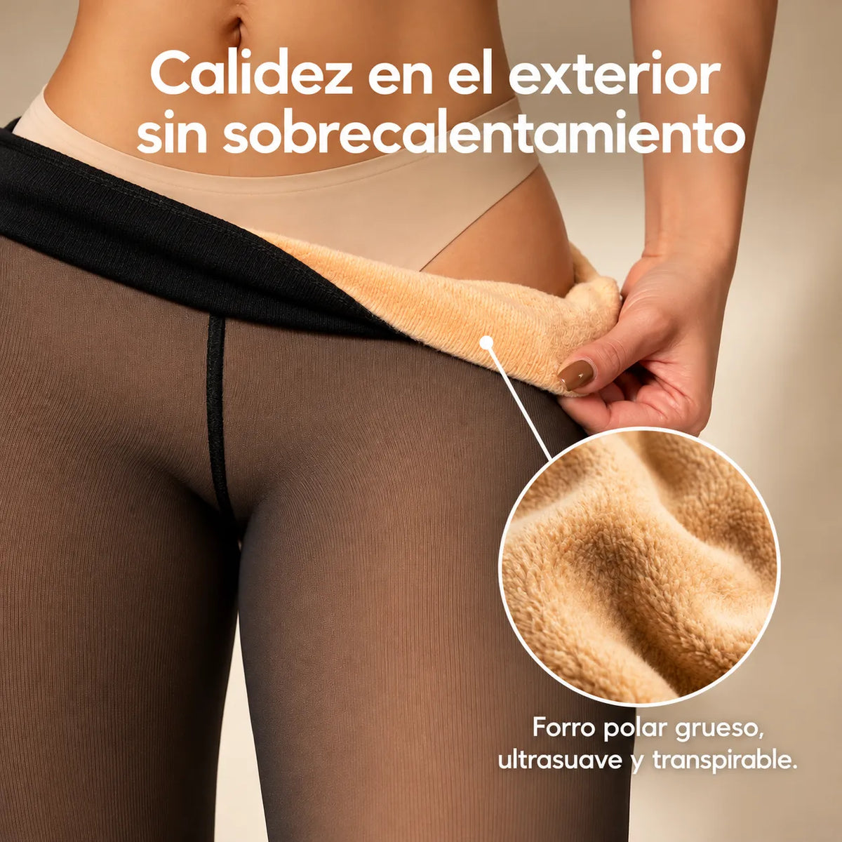 Medias térmicas con forro polar y efecto transparente